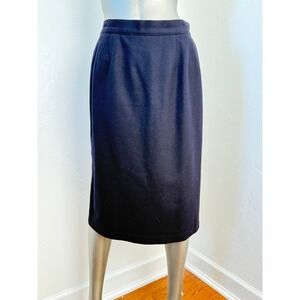 Vintage Classic Dimensions 100% Wool Navy Blue Pencil Skirt Lined 10